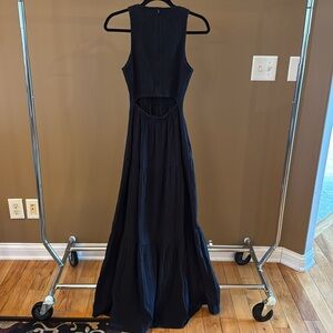ME+EM cheesecloth Elegant Black Maxi Dress with pockets